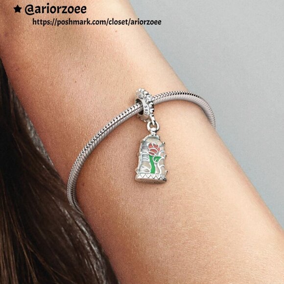 Pandora Disney Beauty and the Beast Enchanted Rose Dangle Charm - Picture 2 of 2